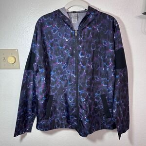 Champion Jacket Women Medium Lightweight Floral Hooded Zip Up Windbreaker Rain